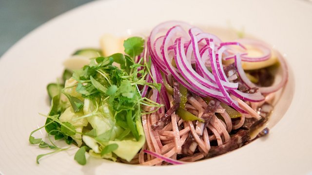 Bild: Wurstsalat, Restaurant Jägerhaus, Meckenbeuren, Friedrichshafen, Bodensee